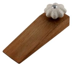 Cream Melon Crackle Ceramic Wooden Door Stopper